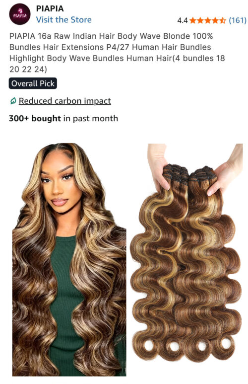 产品3 16A Raw Indian P4/27 Highlight Body Wave Bundles – 4Pcs Virgin Human Hair Extensions
