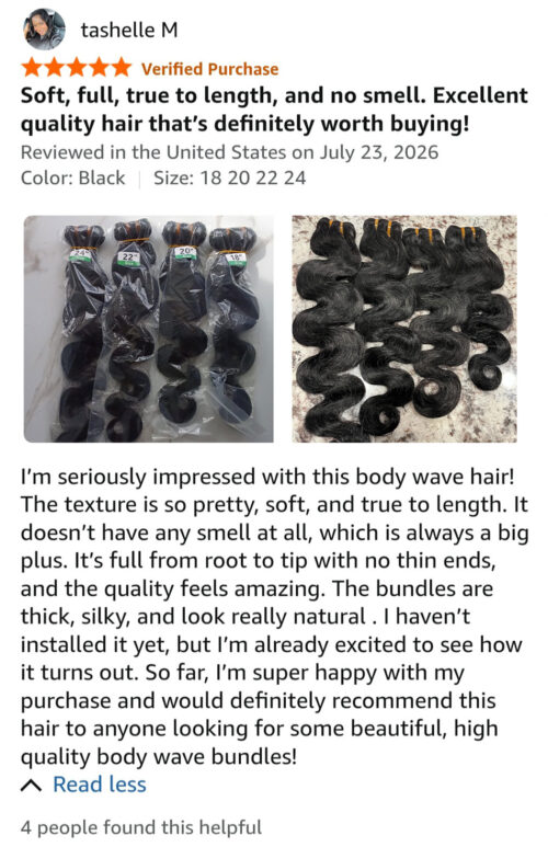 产品4 16A Raw Brazilian Body Wave Human Hair Bundles – 4 Bundles Full & Flawless Install