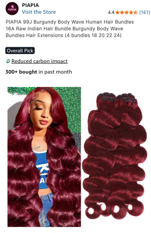 产品2 16A Raw Indian 99J Burgundy Body Wave Bundles – 4Pcs Virgin Human Hair Extensions